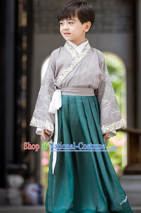 Chinese Traditional Han Dynasty Swordsman Costume Ancient Scholar Hanfu Clothing for Kids