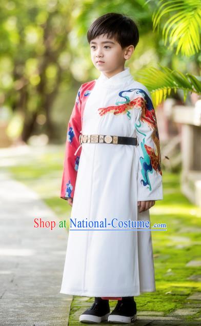 Chinese Traditional Tang Dynasty Swordsman Costume Ancient Scholar Hanfu Clothing for Kids