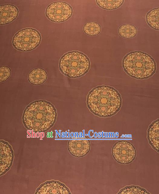 Asian Chinese Traditional Round Pattern Design Rust Red Gambiered Guangdong Gauze Fabric Silk Material