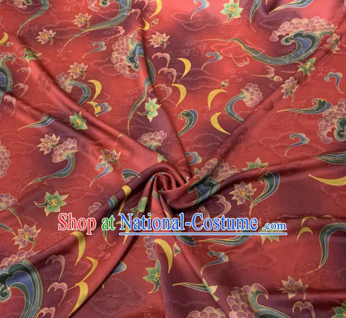 Asian Chinese Traditional Pattern Design Red Gambiered Guangdong Gauze Fabric Silk Material