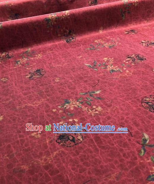 Asian Chinese Traditional Flower Butterfly Pattern Design Red Gambiered Guangdong Gauze Fabric Silk Material