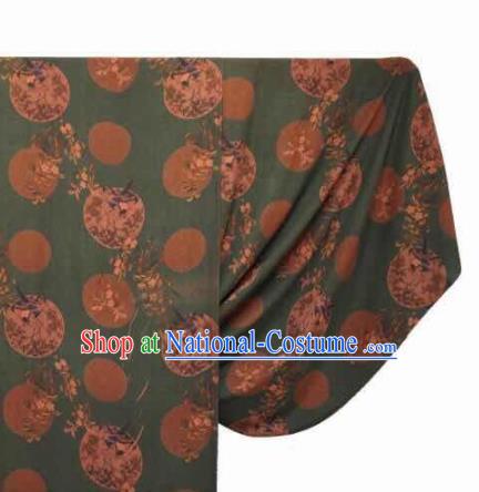 Asian Chinese Traditional Plum Pattern Design Deep Green Gambiered Guangdong Gauze Fabric Silk Material