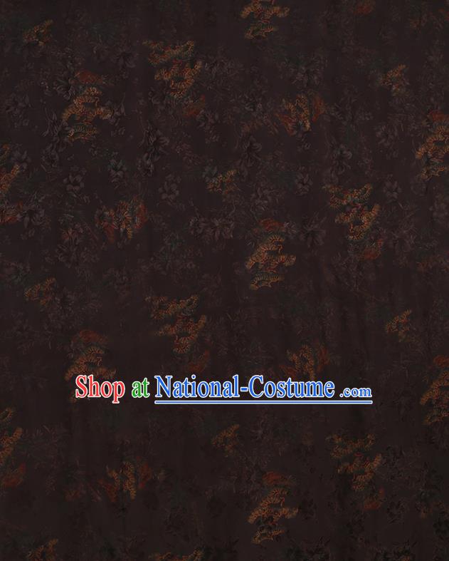 Chinese Classical Jacquard Pattern Design Deep Brown Gambiered Guangdong Gauze Fabric Asian Traditional Cheongsam Silk Material