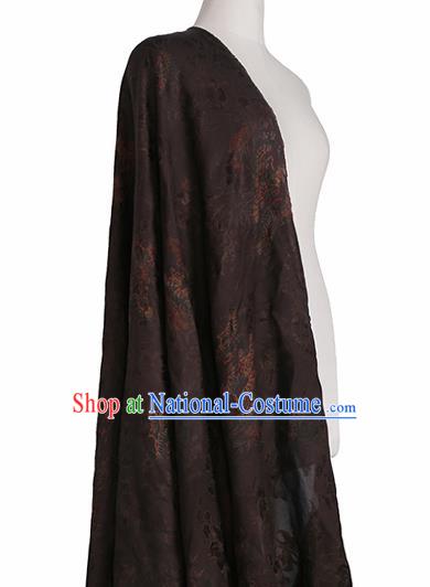 Chinese Classical Jacquard Pattern Design Deep Brown Gambiered Guangdong Gauze Fabric Asian Traditional Cheongsam Silk Material