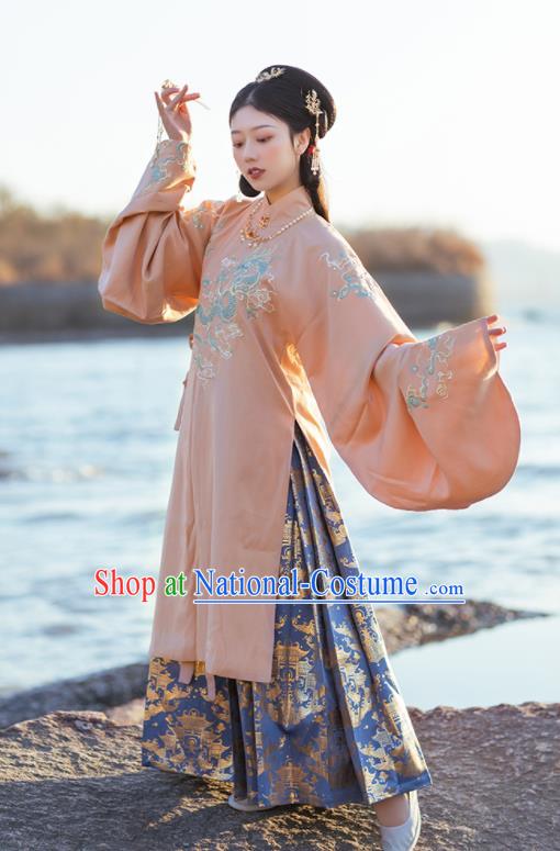 Chinese Ancient Royal Princess Pink Hanfu Dress Traditional Ming Dynasty Imperial Concubine Costumes for Women