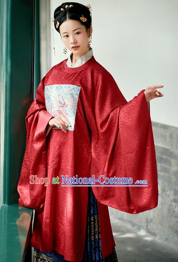 Chinese Ancient Imperial Empress Red Hanfu Dress Traditional Ming Dynasty Queen Embroidered Costumes for Women