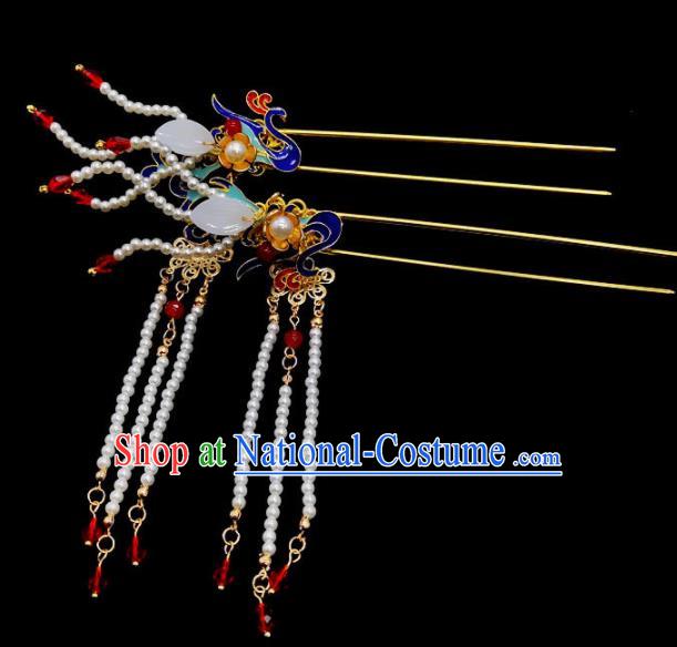 Chinese Classical Wedding Pearls Phoenix Hair Clip Hair Accessories Ancient Bride Tassel Hairpins for Women