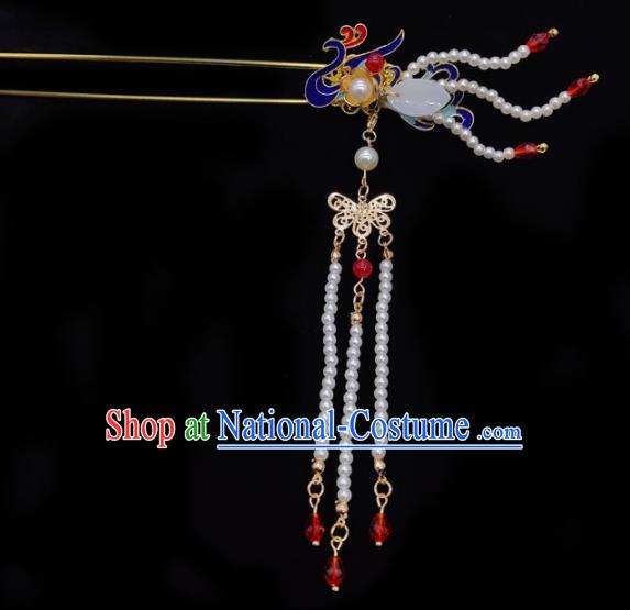 Chinese Classical Wedding Pearls Phoenix Hair Clip Hair Accessories Ancient Bride Tassel Hairpins for Women