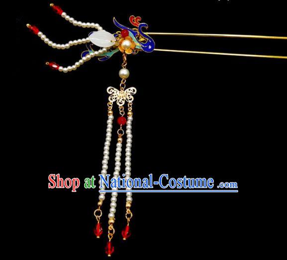 Chinese Classical Wedding Pearls Phoenix Hair Clip Hair Accessories Ancient Bride Tassel Hairpins for Women