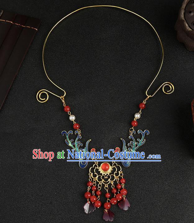 Chinese Classical Wedding Phoenix Necklace Accessories Ancient Bride Tassel Necklet for Women