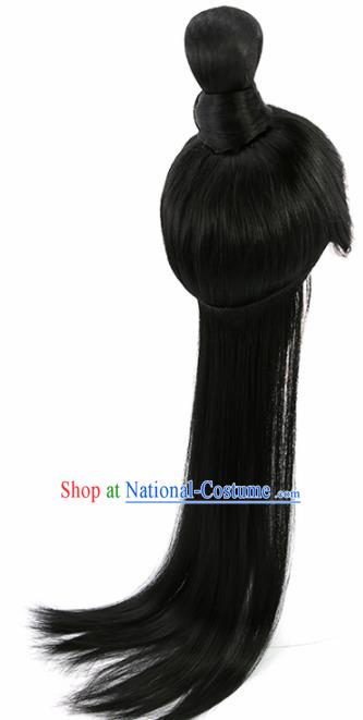 Chinese Ancient Swordsman Wigs Hair Accessories Drama Young Knight Chignon for Men