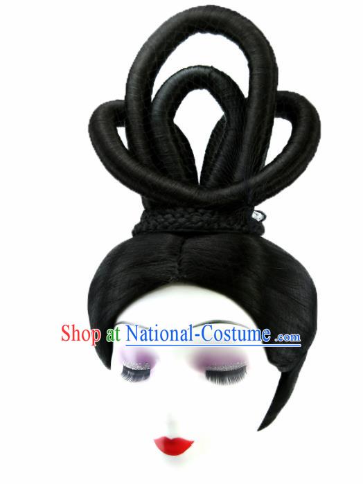 Chinese Ancient Goddess Wigs Hair Accessories Drama Palace Princess Chignon for Women