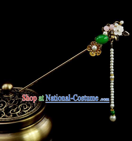 Chinese Ancient Queen Pearls Tassel Hairpins Traditional Classical Dance Hair Accessories for Women