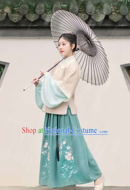 Chinese Ancient Young Lady Vest Blouse and Skirt Traditional Ming Dynasty Palace Princess Costumes for Women