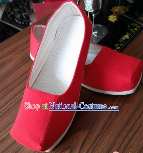 Chinese Kung Fu Shoes Red Shoes Traditional Hanfu Shoes Opera Shoes for Men