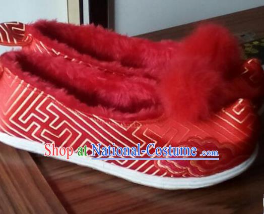 Chinese Traditional Handmade Red Brocade Shoes Opera Shoes Hanfu Shoes Ancient Princess Shoes for Women