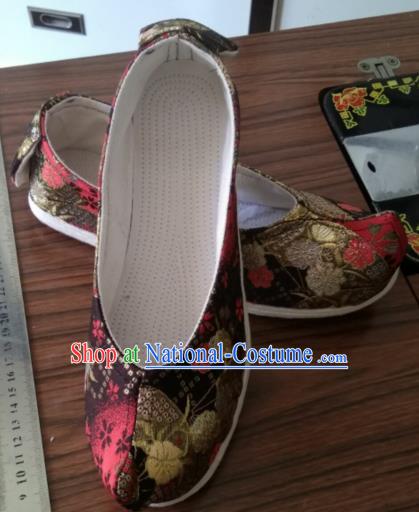 Chinese Traditional Black Brocade Shoes Opera Shoes Hanfu Shoes Ancient Princess Shoes for Women