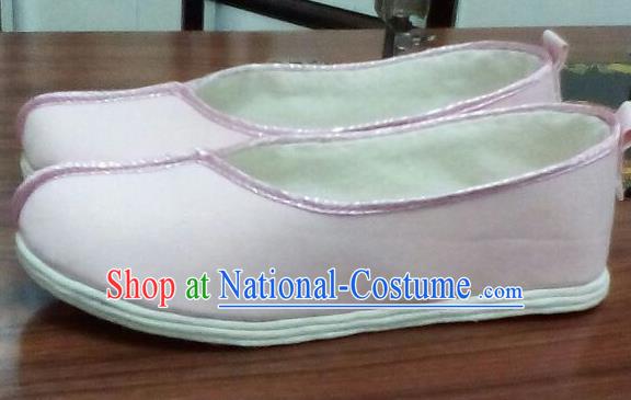 Chinese Traditional Handmade Light Pink Cloth Shoes Opera Shoes Hanfu Shoes Ancient Princess Shoes for Women