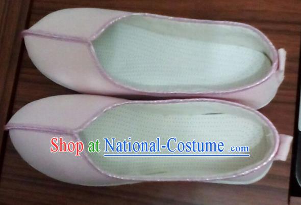 Chinese Traditional Handmade Light Pink Cloth Shoes Opera Shoes Hanfu Shoes Ancient Princess Shoes for Women