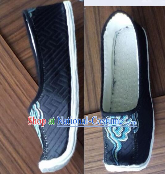 Chinese Kung Fu Shoes Black Brocade Shoes Traditional Hanfu Shoes Opera Shoes for Men