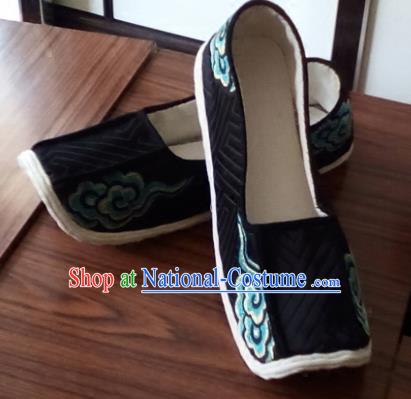 Chinese Kung Fu Shoes Handmade Embroidered Black Brocade Shoes Traditional Hanfu Shoes Opera Shoes for Men