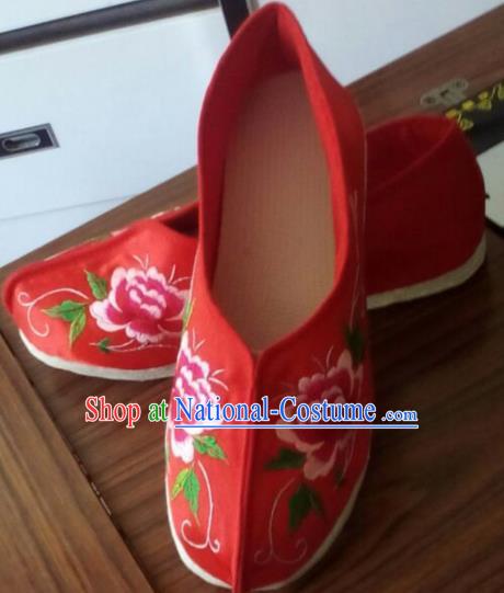 Chinese Traditional Embroidered Red Shoes Opera Shoes Hanfu Shoes Ancient Princess Shoes for Women