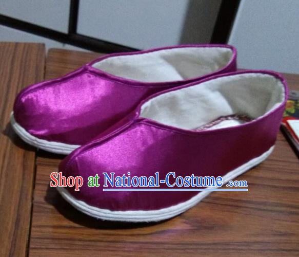 Chinese Traditional Purple Satin Shoes Opera Shoes Hanfu Shoes Ancient Princess Shoes for Women