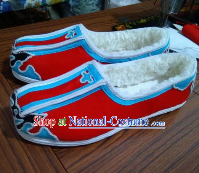 Chinese Kung Fu Shoes Red Cloth Shoes Traditional Hanfu Shoes Opera Shoes for Men