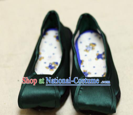 Chinese Traditional Atrovirens Brocade Shoes Hanfu Shoes for Women