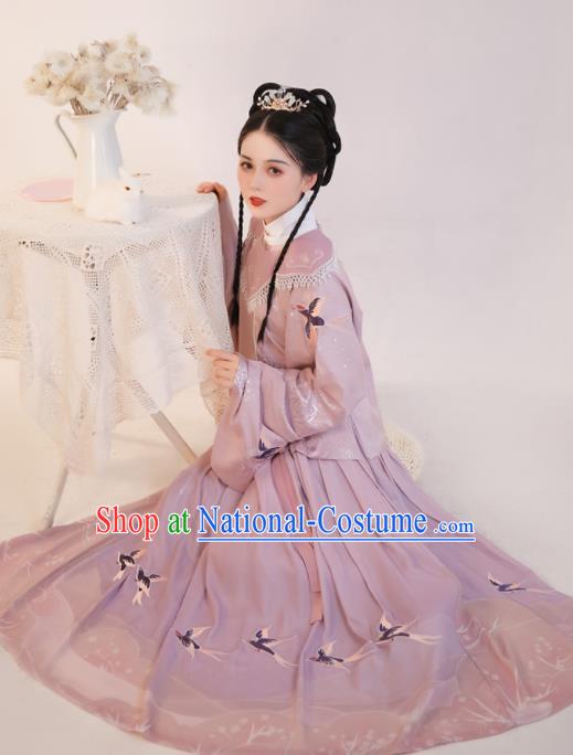 Chinese Ancient Rich Young Lady Pink Dress Traditional Ming Dynasty Nobility Girl Costumes for Women