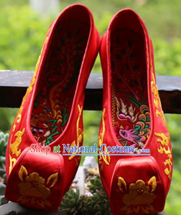 Chinese Wedding Embroidered Red Shoes Handmade Hanfu Shoes Traditional National Shoes for Women