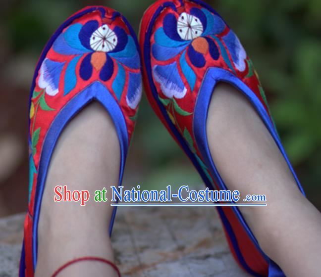 Chinese Embroidered Red Shoes Handmade Hanfu Shoes Traditional National Shoes for Women