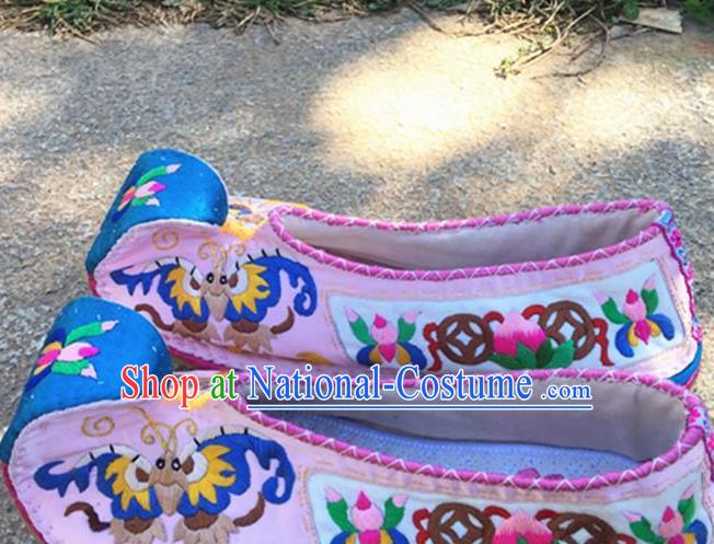 Chinese Handmade Embroidered Pink Shoes Hanfu Shoes Traditional National Shoes for Women