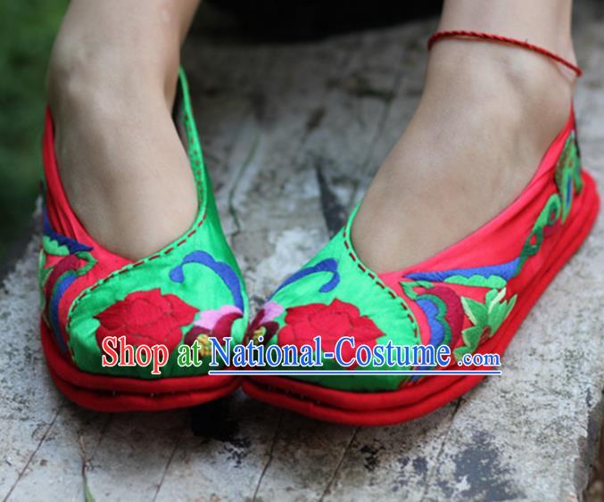 Chinese Handmade Embroidered Red Shoes Hanfu Shoes Traditional National Shoes for Women