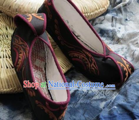 Chinese Handmade Black Embroidered Shoes Hanfu Shoes Traditional National Shoes for Women