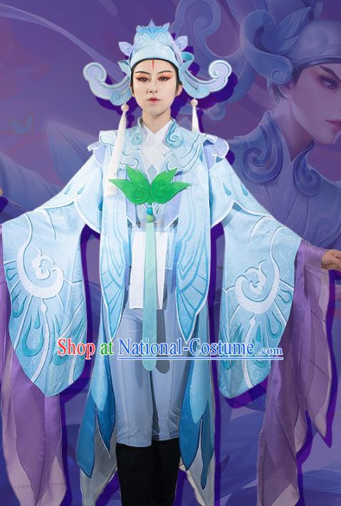 Chinese Cosplay Scholar Blue Hanfu Clothing Traditional Ancient Childe Costume for Men