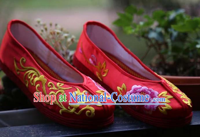 Chinese Wedding Shoes Traditional National Embroidered Red Shoes Hanfu Shoes for Women