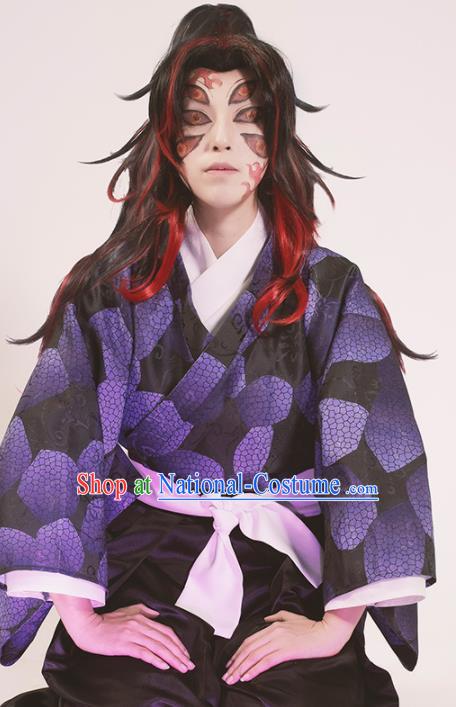 Japanese Cosplay Knight Purple Kimono Traditional Ancient Swordsman Costume for Men