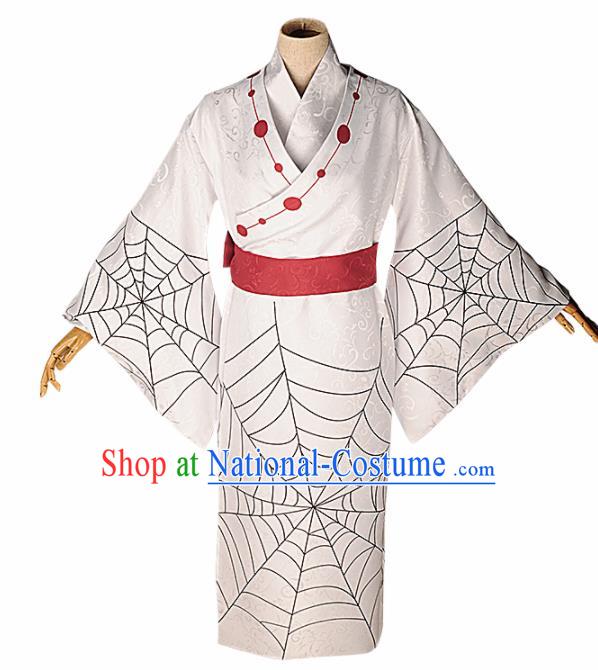 Japanese Cosplay Warrior Knight White Kimono Traditional Ancient Swordsman Costume for Men