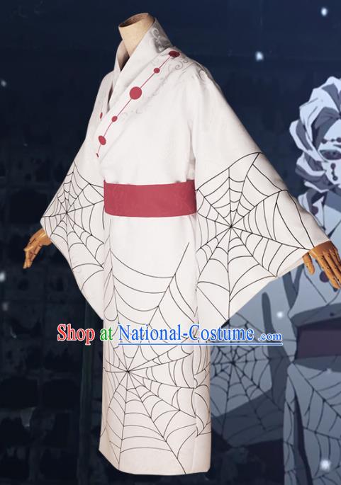 Japanese Cosplay Warrior Knight White Kimono Traditional Ancient Swordsman Costume for Men