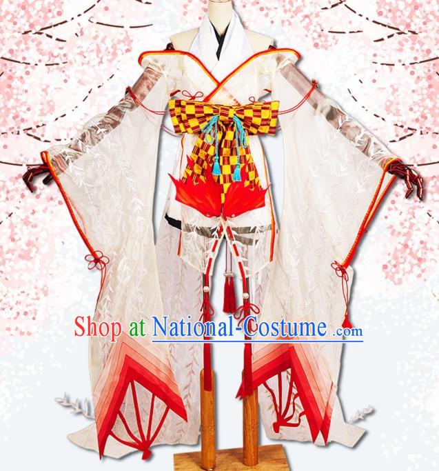 Chinese Cosplay Game Fairy Swordswoman White Dress Traditional Ancient Female Knight Costume for Women