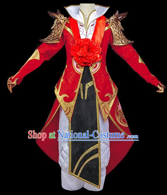 Chinese Cosplay Swordsman Wedding Red Hanfu Clothing Traditional Ancient Knight Costume for Men