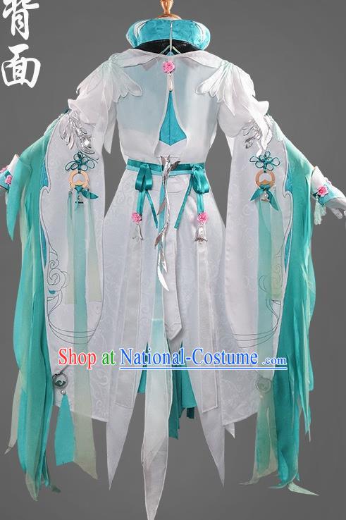 Chinese Cosplay Game Princess Blue Dress Traditional Ancient Female Swordsman Costume for Women