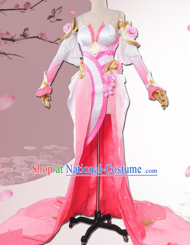 Chinese Cosplay Game Fairy Pink Dress Traditional Ancient Princess Female Swordsman Costume for Women