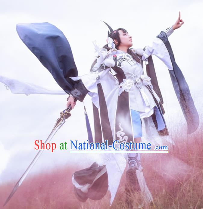 Chinese Cosplay Game Taoist Nun Black Dress Traditional Ancient Princess Female Swordsman Costume for Women