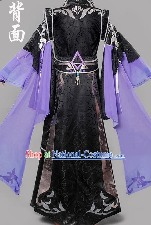 Chinese Cosplay Game Taoist Nun Purple Dress Traditional Ancient Female Swordsman Costume for Women