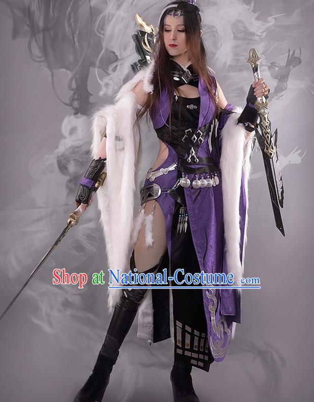 Chinese Cosplay Game Female Knight Dress Traditional Ancient Swordsman Costume for Women