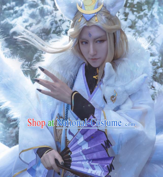 Chinese Cosplay King Swordsman Grey Hanfu Clothing Traditional Ancient Knight Costume for Men