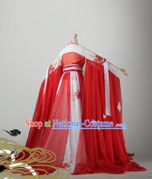 Chinese Cosplay Drama Imperial Consort Red Dress Traditional Ancient Female Swordsman Costume for Women