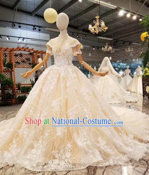 Custom Wedding Bride Costumes Chorus Champagne Full Dress Top Grade Bridal Gown for Women